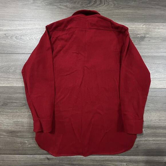 True Vintage 50s Pilgrim Shirt Mens Large Wool Leather Elbow Patch Made in USA - Picture 2 of 7